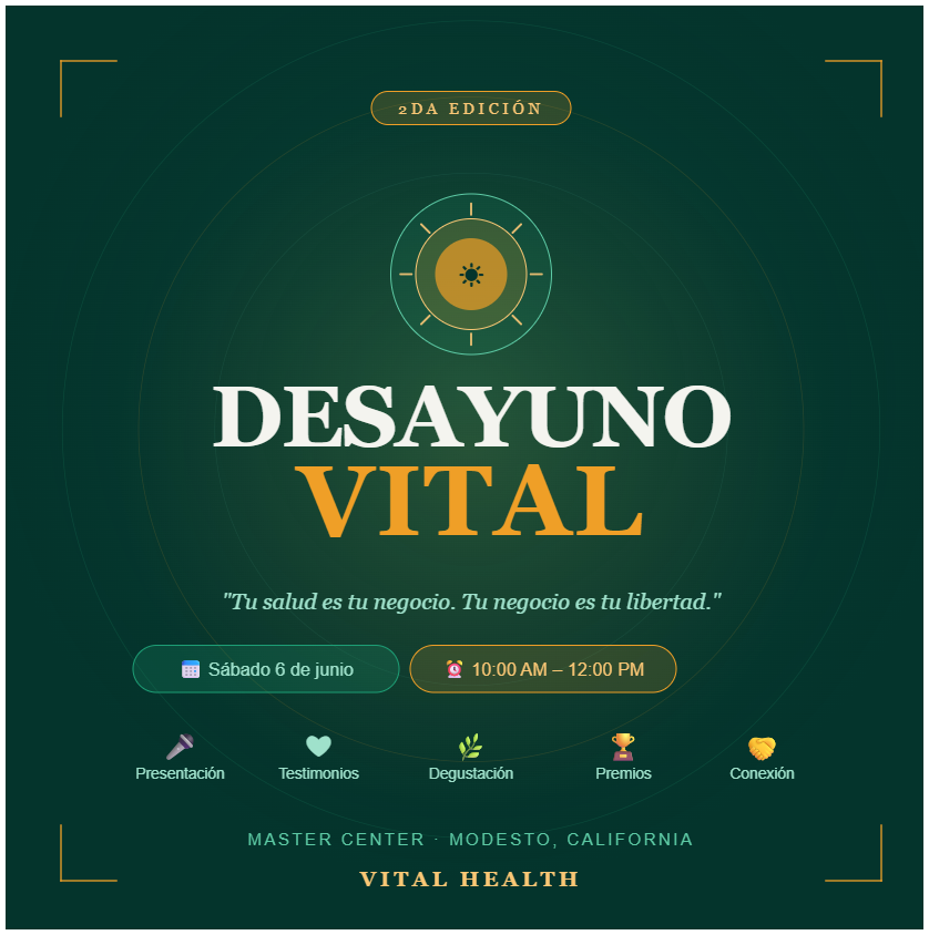 2do Desayuno Vital — Sábado 6 de junio | Modesto, CA